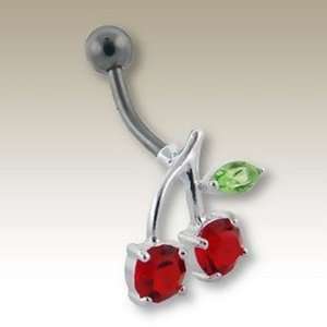  Crystal Cherry Belly Button Ring Jewelry