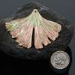 Iridescent Oyster SHELL CARVING Ginkgo Tree Leave Exotic Design 