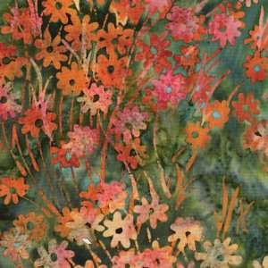 Hoffman Bali Batik, batik quilt fabric, J2337 220, Floral in peach and 