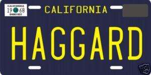 Merle Haggard Bakersfield California 1968 License plate  