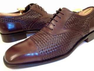 Salvatore Ferragamo Mens DAILY Brown Woven Dress Shoes Balmoral 