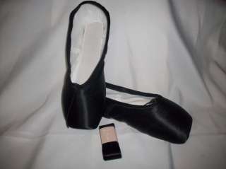 BALLET POINTE SHOES,BLACK SATIN, COMES WITH RIBBON,NEW.  
