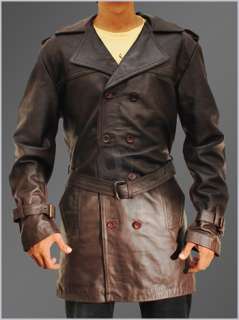 Sweeney Todd Vintage Brown Leather Jacket Victorian Double Breasted 