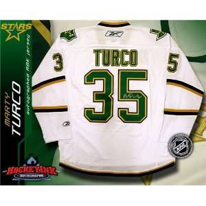  Marty Turco Autographed/Hand Signed Dallas Stars White 