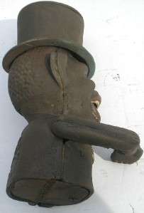 Black Jolly Man Boy Cast Iron Mechanical Bank Top Hat  