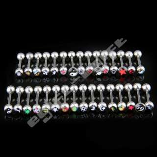 25 Logo Surgical Steel Tongue Bar Ring Barbell Piercing  