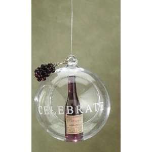  4 Tuscan Winery Merlot Wine Bottle In Clear Glass Ball 