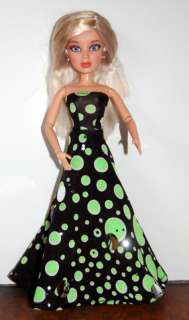 Doll Clothes handmade Barbie or LIV Black dots dress  