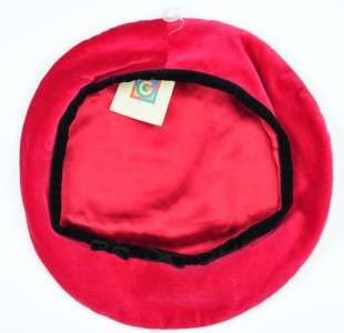 New GYMBOREE Girls Red Beanie French Baret RED Velvet Hat Cap Size XS 