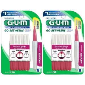 GUM Go Betweens Medium Proxabrush Cleaners 8ct, 2 ct (Quantity of 2)
