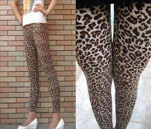 Brown Leopard Print Leggings Tight Women Rock Pants  