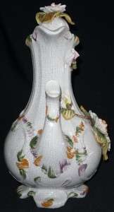 Gorgeous Bassano Flowered Swan Vase/Pitcher w/Handle  