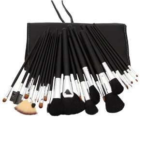  24 Pcs Black Rod Makeup Brush Cosmetic Set Kit with Case 