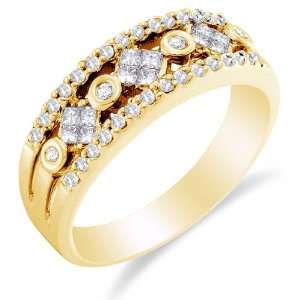  Yellow Gold Diamond Wedding , Anniversary OR Fashion Right Hand Ring 