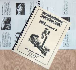 EMCO Unimat 3 Mill Lathe Instruction Manual  