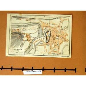 MAP 1906 LOURDES FRANCE PLAN CHATEAU CAVE DE PAU 