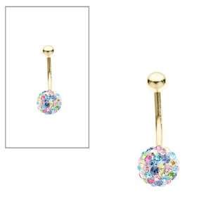  10KT Gold Multi Color Crystal Body Jewelry Jewelry