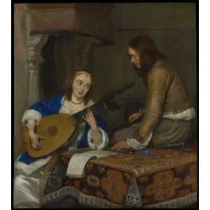   inches   A Woman Playing the Theorbo Lute 