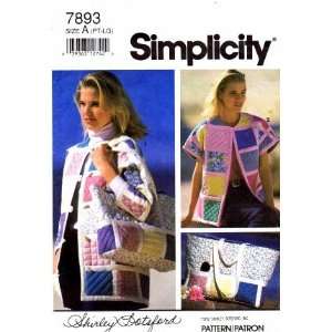  7893 Sewing Pattern Misses Quilted Jacket Bolero Vest Tote Bag 