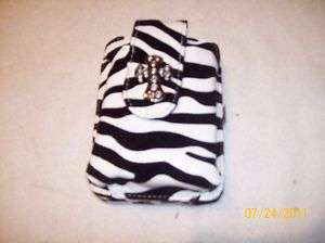 Phone and Credit Card holder White Zebra & Cross small  
