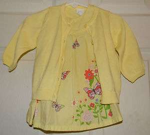   YELLOW FLORAL BUTTERFLY 3 PC WITH SWEATER SET GIRLS EURO 62 2 4 MONTHS