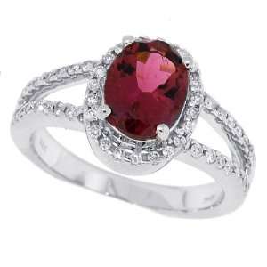  1.53Ct TW Pink Tourmaline and Diamond Engagement Ring in 
