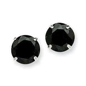  Sterling Silver Black CZ Stud Earrings Jewelry