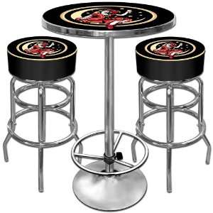 Girl In The Moon Gameroom Combo   2 Bar Stools and Table, Black 