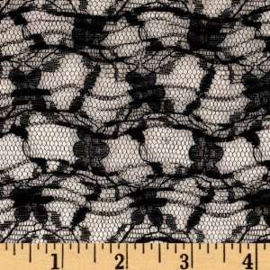  58 Wide Novelty Lace Blossoms Black Fabric By The Yard 