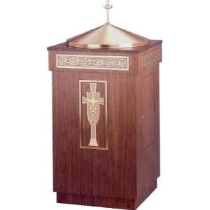 Walnut Baptismal Font with Bronze Accents  Kitchen 