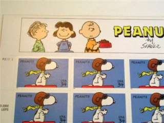 1997 Full Sheet of Charley Brown,Lucy, Peanuts, Snoopy .34 ¢ Stamps 
