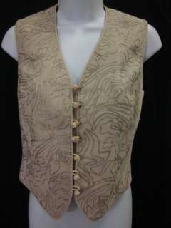 IRIE Beige Cotton Silk Embroidered Blazer Vest Set Sz S  