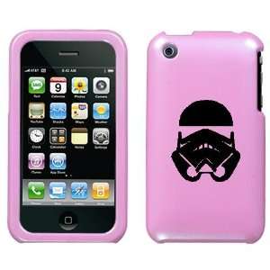 APPLE IPHONE 3G 3GS BLACK STORMTROOPER ON A LIGHT PINK HARD CASE COVER