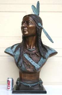 MUSEUM QUALITY BRONZE SCULPTURE  INDIAN CHIEF  38 inch  