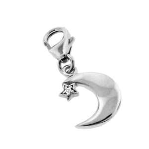 Sterling Silver High Shine Finish Cute Crescent Moon and Star with a 