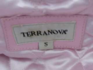 NEW~BABY PINK LEATHER MOTORCYCLE MOTO LADIES JACKET SILVER ZIPPER 