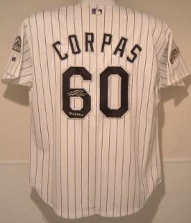   closer manny corpas autographed authentic colorado rockies jersey with