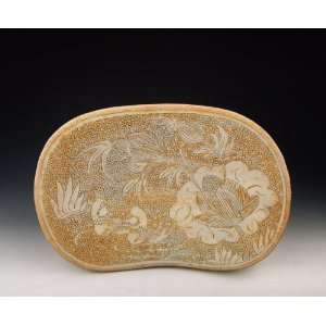 one Cizhou Ware Porcelain Pillow With Incised Mandarin Duck and Lotus 