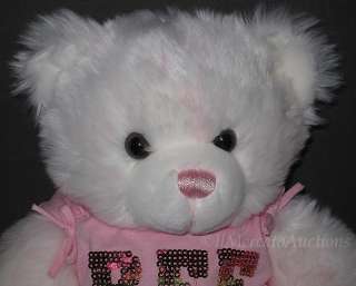   White Pink BFF Best Friends Forever Teddy Stuffed Animal Toy  