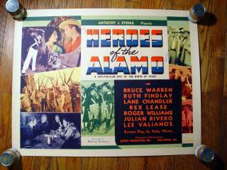 1937 HEROES OF THE ALAMO ORIGINAL 1/2 SHEET MOVIE POSTER SUNSET 