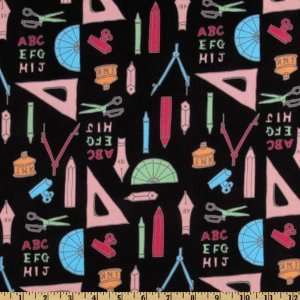  44 Wide School Days Supplies Black Fabric By The Yard 
