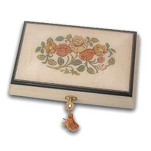   Beige Floral Theme Musical Jewelry Box *BLOWOUT SALE* 