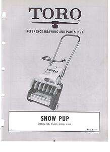   SNOW PUP PARTS LIST MANUAL SNOW BLOWER AH 52 3HP 2 CYCLE ENGINE  