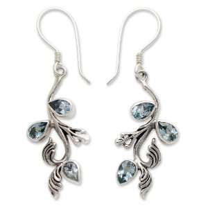  Blue topaz floral earrings, Bali Belle Jewelry