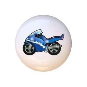  Blue Motorcycle Transportation Drawer Pull Knob