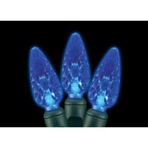   LED Blue C6 Auto & Boat Christmas Lights   Green Wire