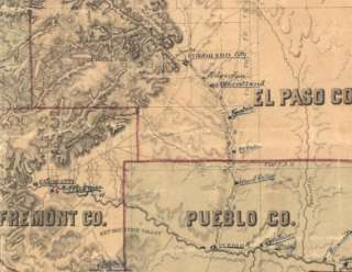 1862 Map Colorado Territory Central Gold Region  