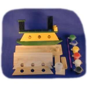  Ferry Boat Wood Craft Kit with Paint, Glue and Brush Toys 