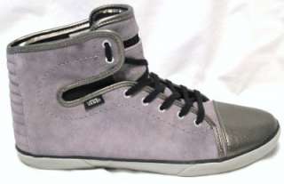 VANS Hadley Grey Suede Leather Pewter Trim Hi Top Sneakers Skate Shoes 