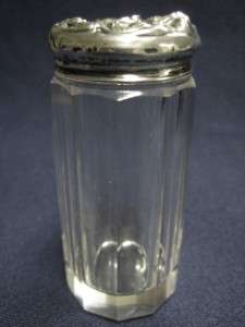 ART NOUVEAU CUT GLASS VANITY POWDER JAR STERLING SILVER LID SALE 